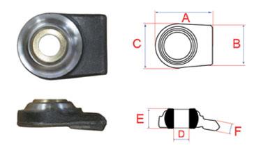 Immagine di LOWER LINK ARM. A: 104 B: 70 C: 78 D: 23 E: 34 F: